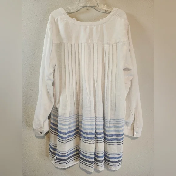 J. Jill Linen Viscose Blue Stripe Breezy Tunic Size XL NWOT - Picture 8 of 10